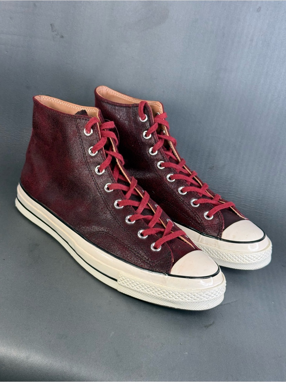 Converse All Star Chuck Taylor rich Burgundy Vintage Leather Hi men’s size  11.5